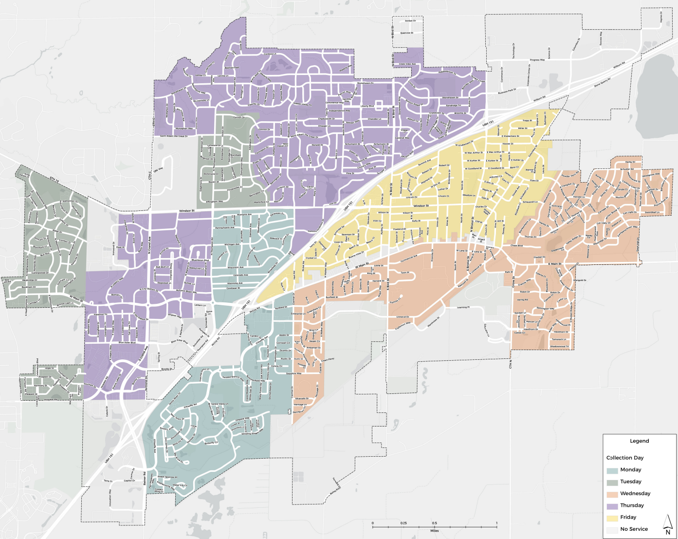 Refuse and Recycling Map -- Sept 2025