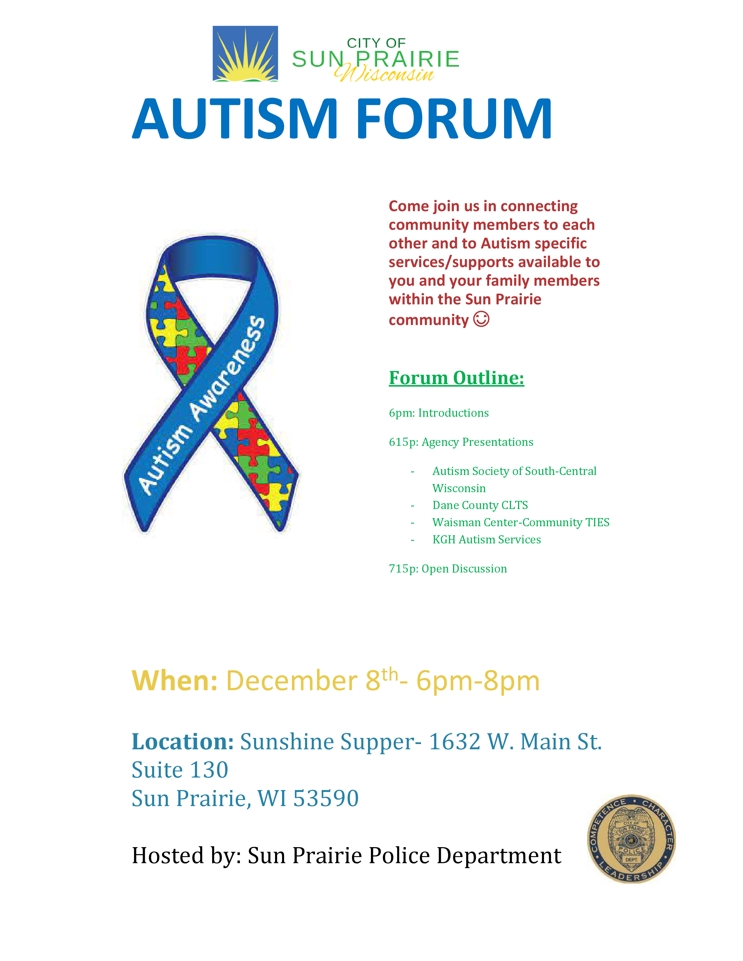 Autism Forum Flyer. 12.8.2022